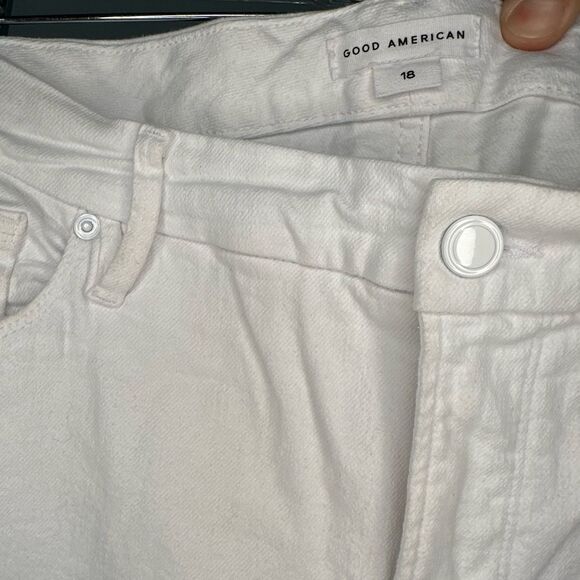 Good American White Good Straight Raw Hem Jeans  Size 18 Denim Spring Summer - Picture 4 of 7
